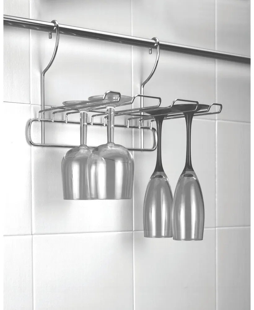 Висящ държач за чаши от хромирана стомана в сребристо Lonardo – Metaltex
