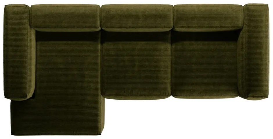 Зелен ъглов диван от рипсено кадифе (ляв ъгъл) Bergano – Cosmopolitan Design