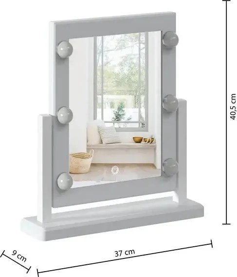 Огледало за баня 5five Hollywood, Бяло, LED, 40x37 cm