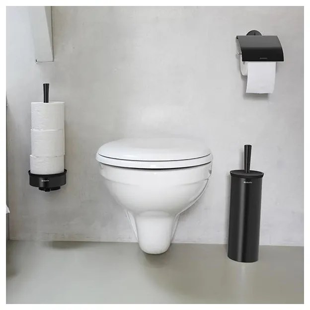 Държач за тоалетна хартия Brabantia ReNew 90300277, Устойчива на корозия, Черен мат