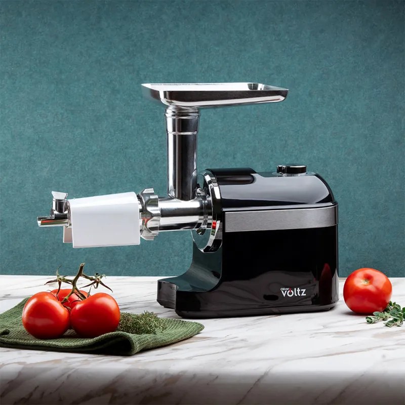 Месомелачка с приставка за домати Oliver Voltz OV51991F, 1800W, Аксесоар за колбаси, Черен