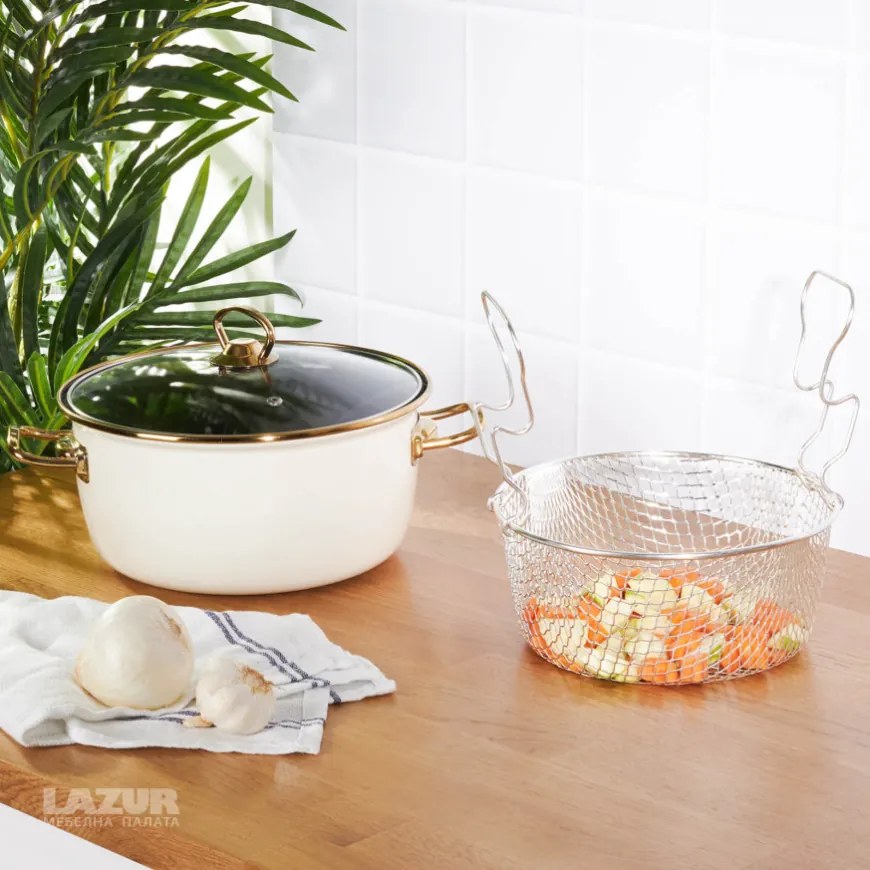 Тенджера Retro Emaye с кошница за пържене