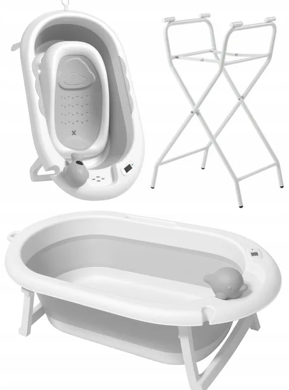 Сгъваема бебешка вана VAIANA PREMIUM с шезлонг и стойка - повече цветове Бежово
