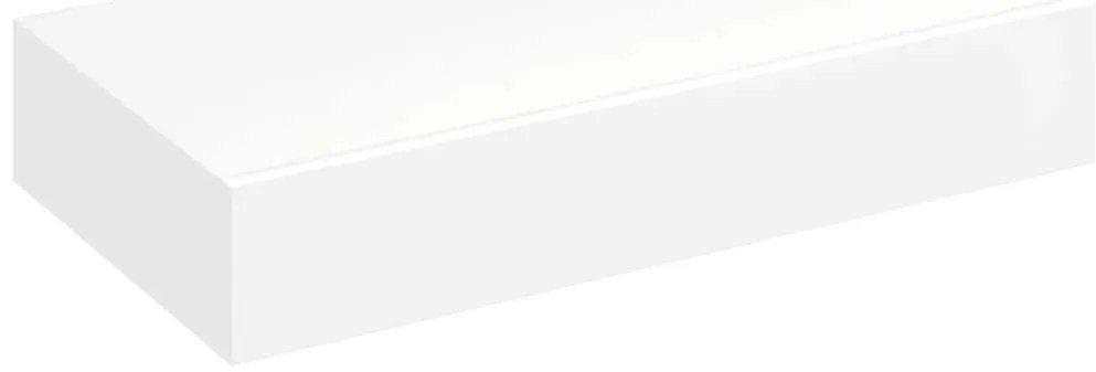 242187 vidaXL Бял МДФ плаващ стенен рафт с 1 чекмедже за съхранение на книги/DVD
