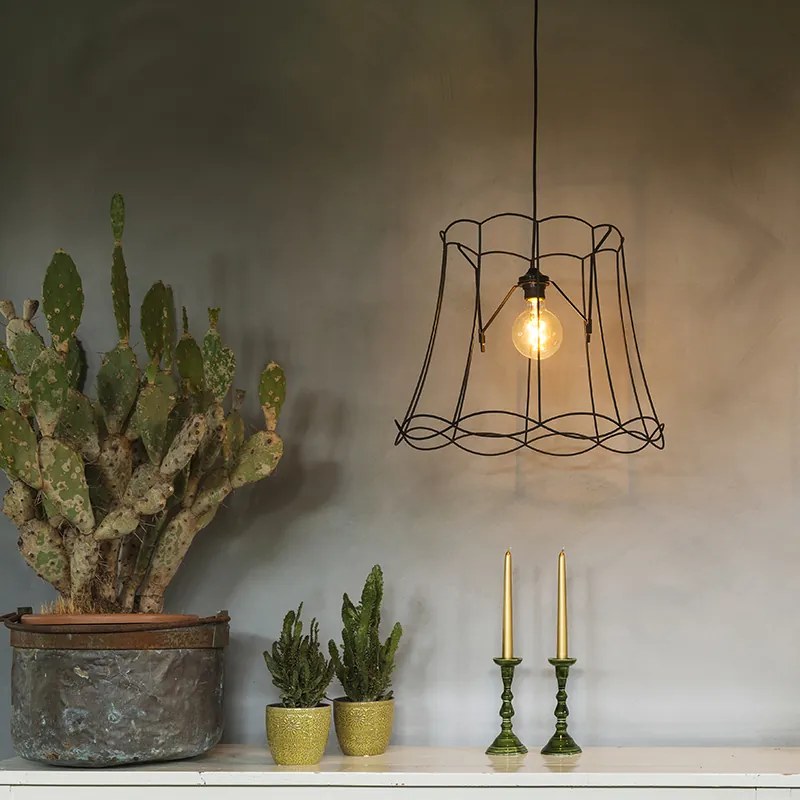 Ретро висяща лампа черна 45 см - Granny Frame