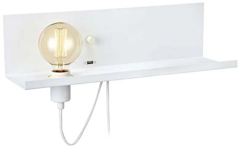 Бяла стенна лампа с USB станция за зареждане Multi - Markslöjd