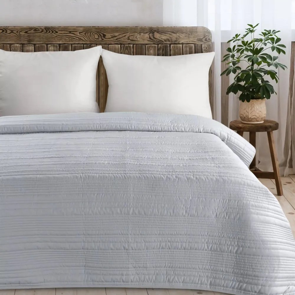 Елегантна покривка за легло TARA от матирана тъкан с ватиран десен - светлосиво Ширина: 170 см | Дължина: 210 см