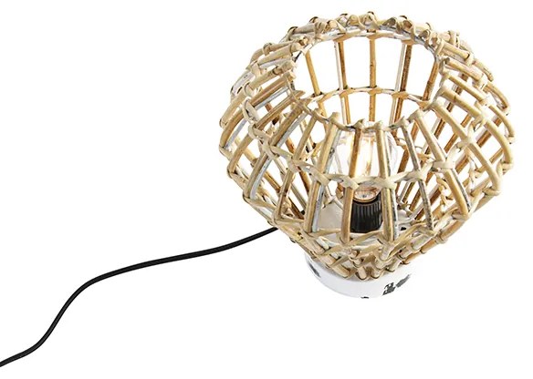 Ръстична настолна лампа бамбук с бяло - Canna Diamond