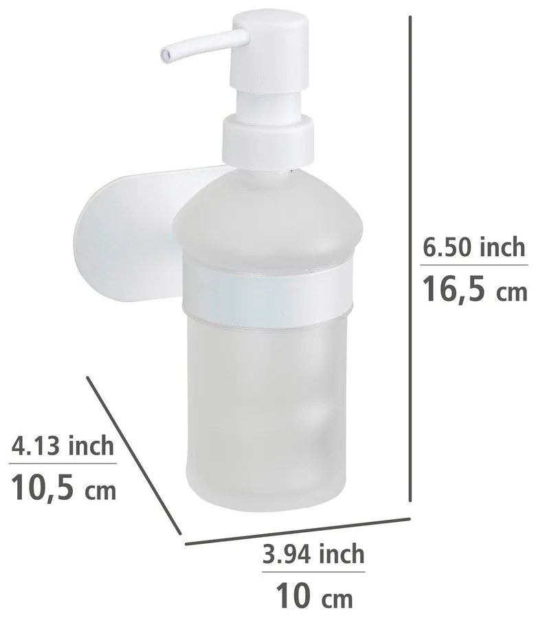Бял самозалепващ стъклен диспенсер за сапун 200 ml Orea – Wenko