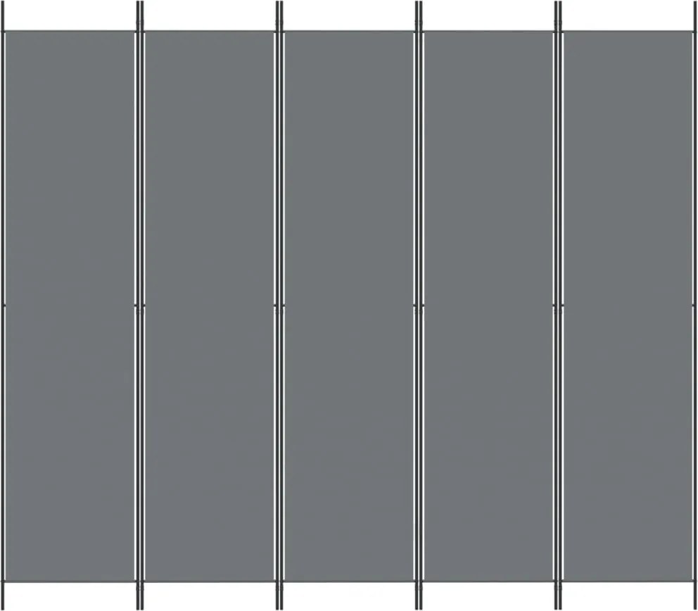 Параван за стая Alaya, 5 панела, антрацит, 250x220 cм, текстил