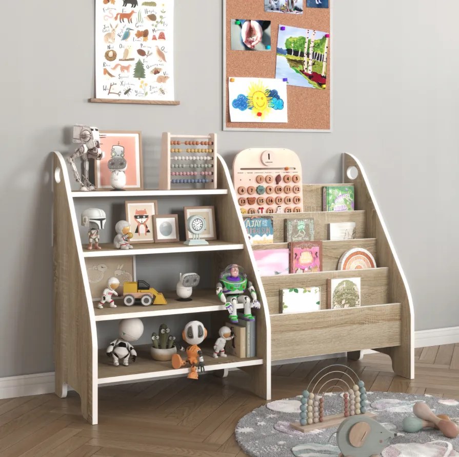 Практичен рафт Монтесори 2в1 за деца - sonoma
