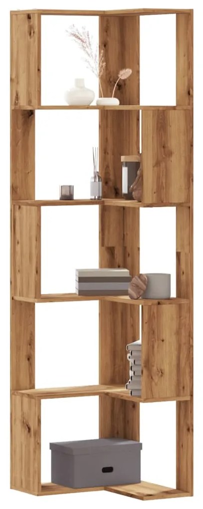 852590 vidaXL Ъглова етажерка 5 нива дъб артизан 50x50x179 см инженерно дърво