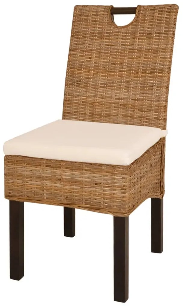 243639 vidaXL Трапезни столове, 2 броя, кубу ратан, мангова дървесина