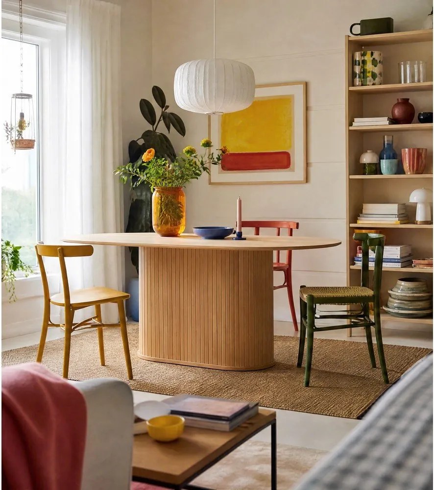 Маса за хранене с дъбов плот 95x180 cm Nola - Unique Furniture