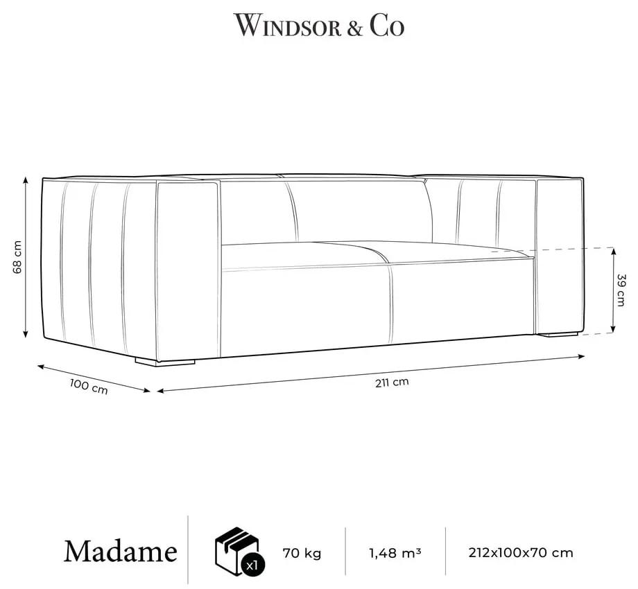 Светлокафяв кожен диван 212 cm Madame - Windsor &amp; Co Sofas