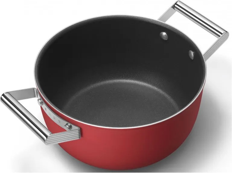 Тенджера SMEG CKFC2411RDM, 4.8 л, Ø24 см, Тефлоново покритие, До 250°C, Индукция, Червен