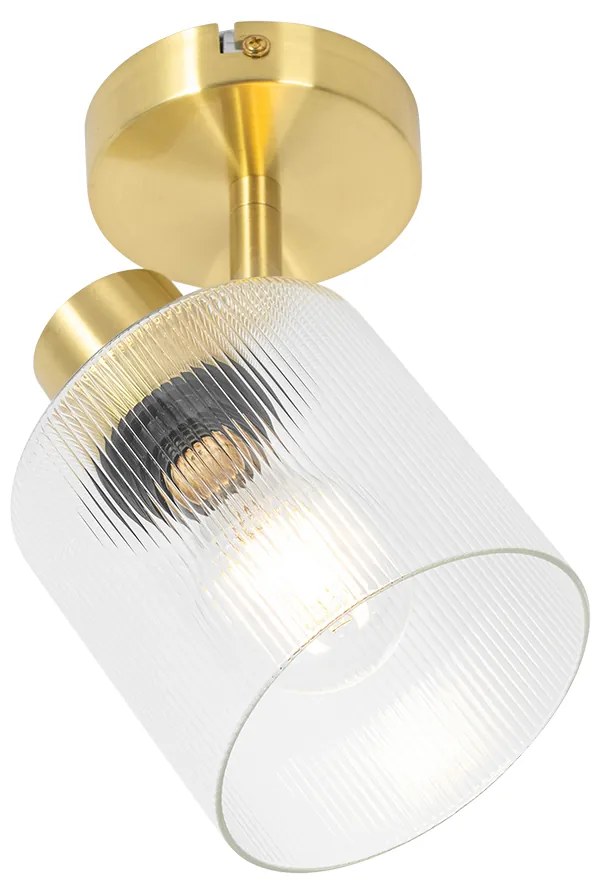 Таванен прожектор в стил арт деко златен със стъкло, регулируем - Laura
