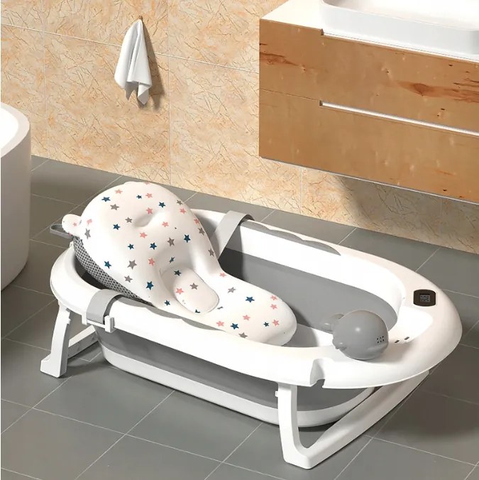 Сгъваема бебешка вана VAIANA PREMIUM с възглавница и стойка - повече цветове лилаво