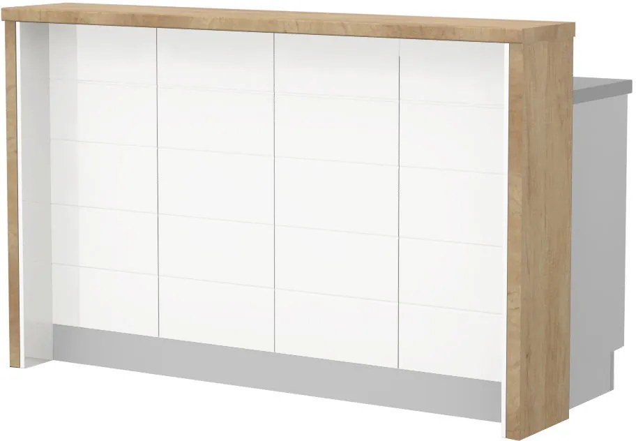 Островна кухненска пейка Hudson-Length: 160 cm.-White-Nebraska Oak