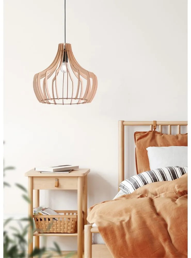 Светлокафява висяща лампа от дърво и метал, височина 150 cm - Reality Wood