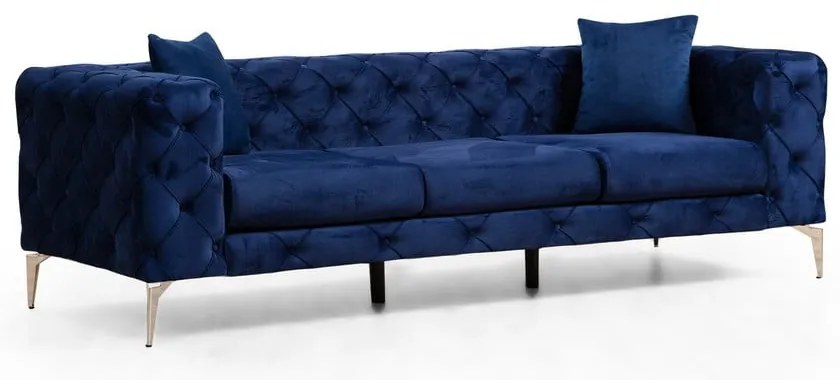 Тъмносин кадифен диван 237 cm Como – Artie