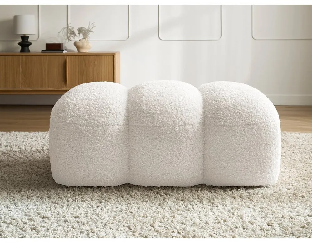 Бяла табуретка от прежда с примки от букле Hippolyte – Bobochic Paris