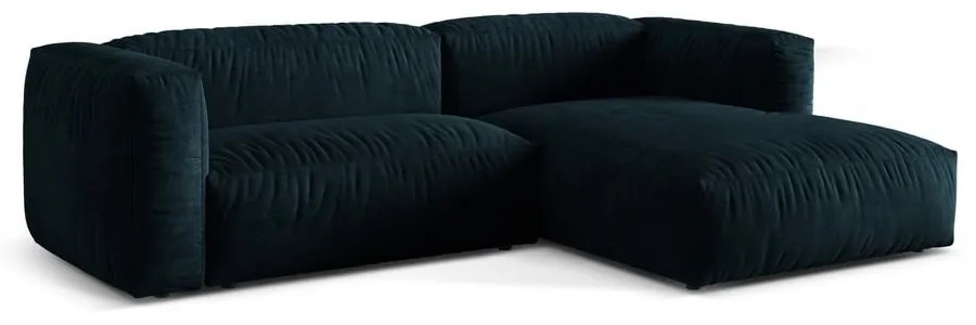 Тъмносин кадифен модулен ъглов диван (десен ъгъл) Martina – Micadoni