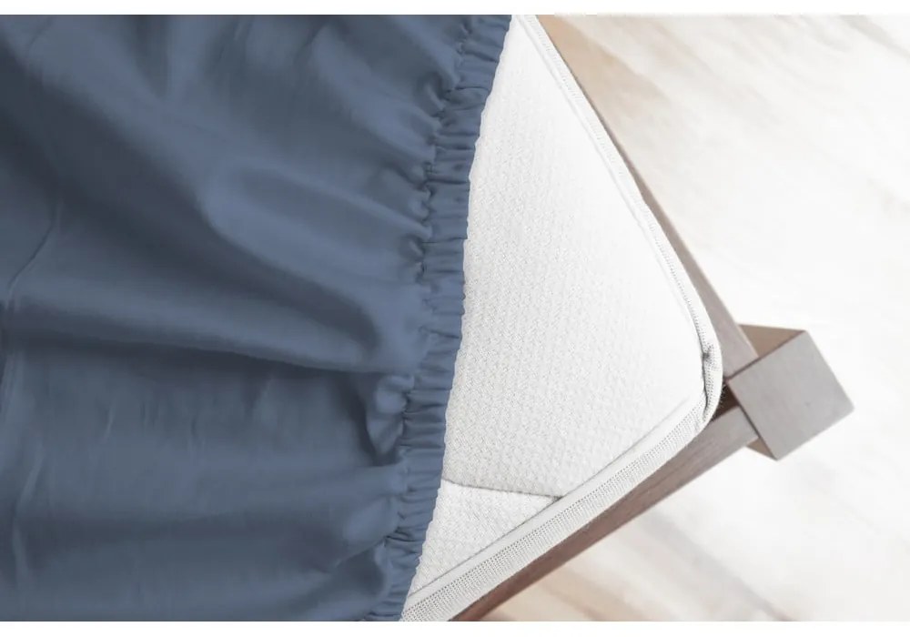 Син еластичен фланелен чаршаф 140x200 cm – Good Morning