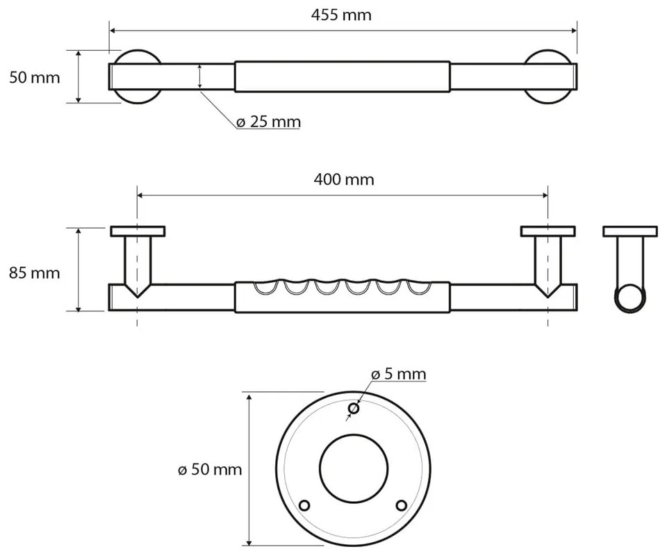 Стенен парапет за баня от неръждаема стомана 45,5 cm – Sapho