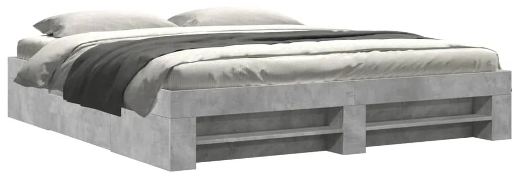 3295446 vidaXL Рамка за легло, бетонно сиво, 200x200 см, инженерно дърво