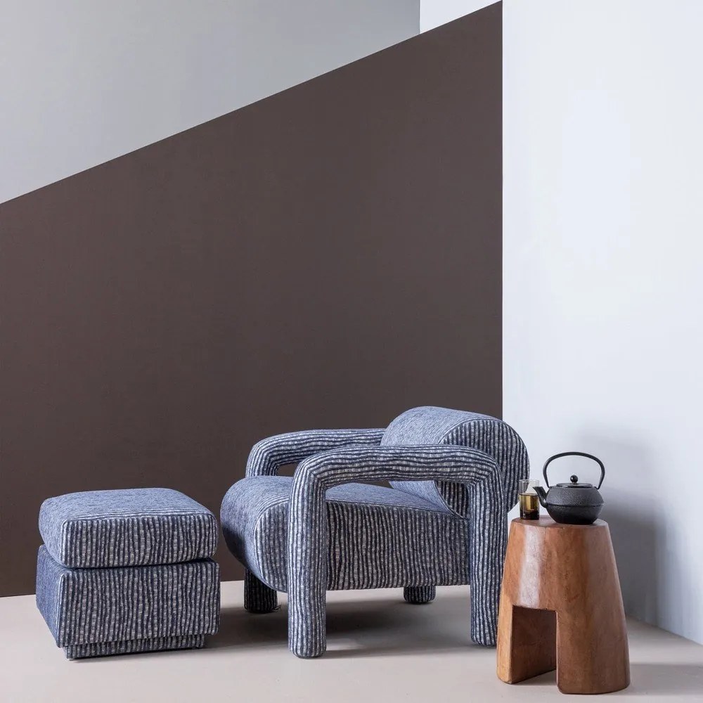 Сиво-синя тапицирана табуретка Lou – WOOOD