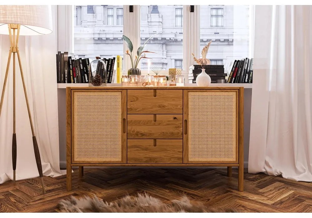 Нисък скрин от дъб 142x84 cm Pola - The Beds