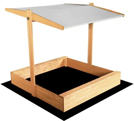 Детски пясъчник със сив покрив 120 x 120 cm