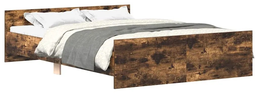 3203744 vidaXL Рамка за легло с горна и долна табла, опушен дъб, 120x200 см