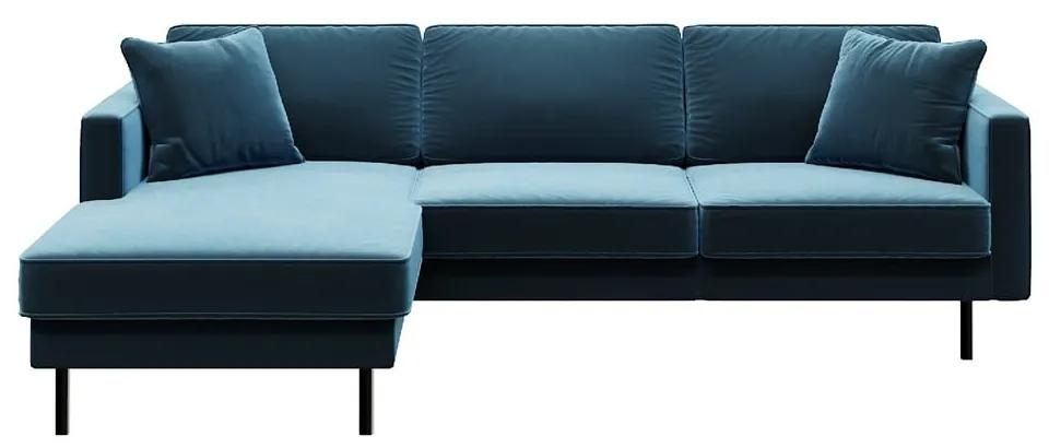 Ъглов диван от синьо кадифе , ляв ъгъл Kobo - MESONICA