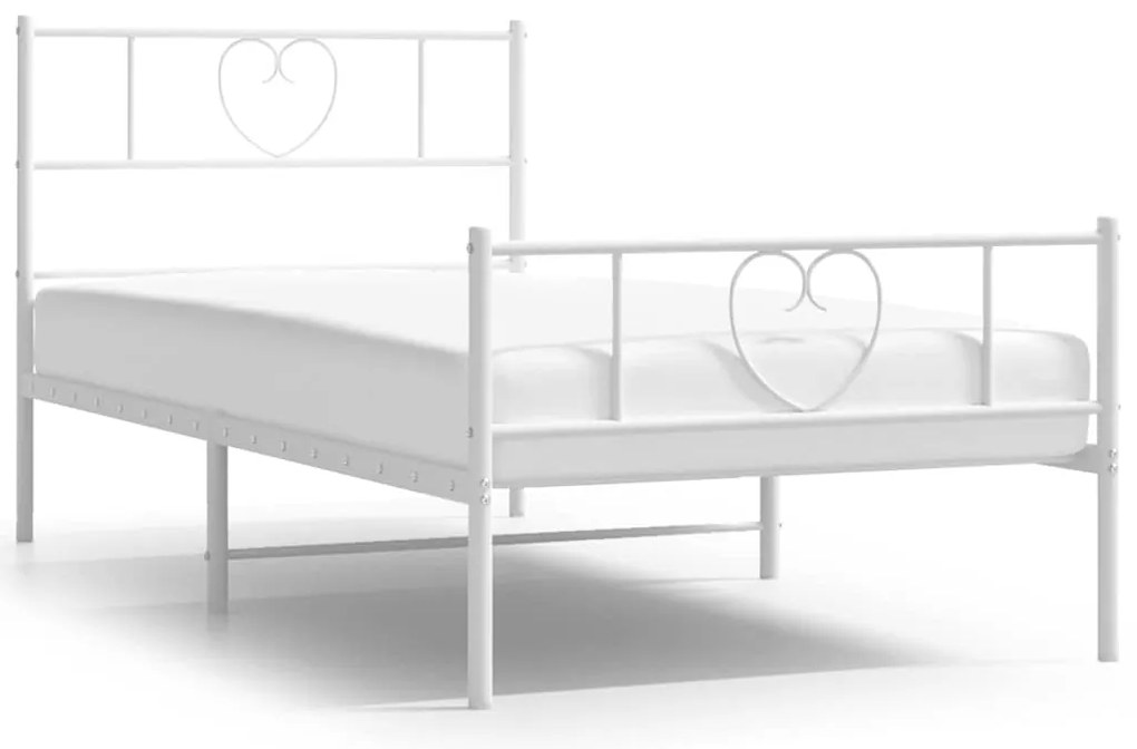 355525 vidaXL Метална рамка за легло с горна и долна табла, бяла, 100x200 см
