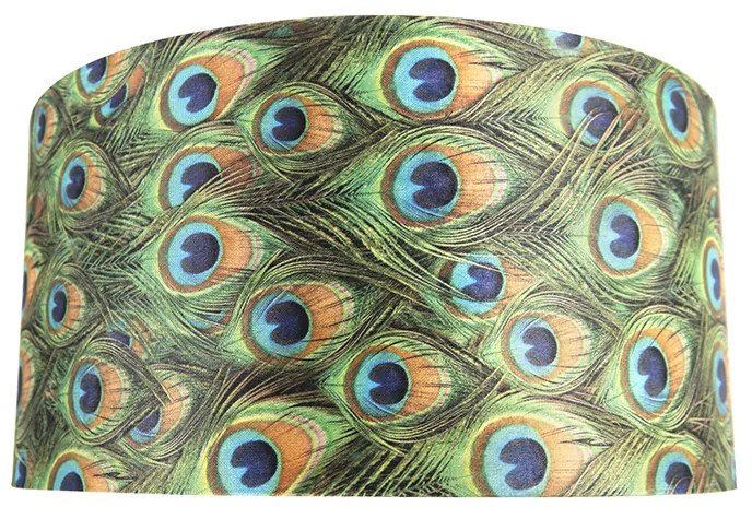 Абажур от кадифе с дизайн на паун 50/50/25 със златен интериор