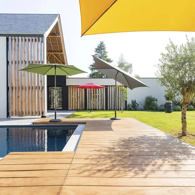 Прав накланящ се чадър Hesperide Soya, 2.5x2.5 m - Синьо-зелен