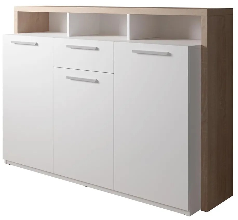 Комод LEBY дъб сонома/бял