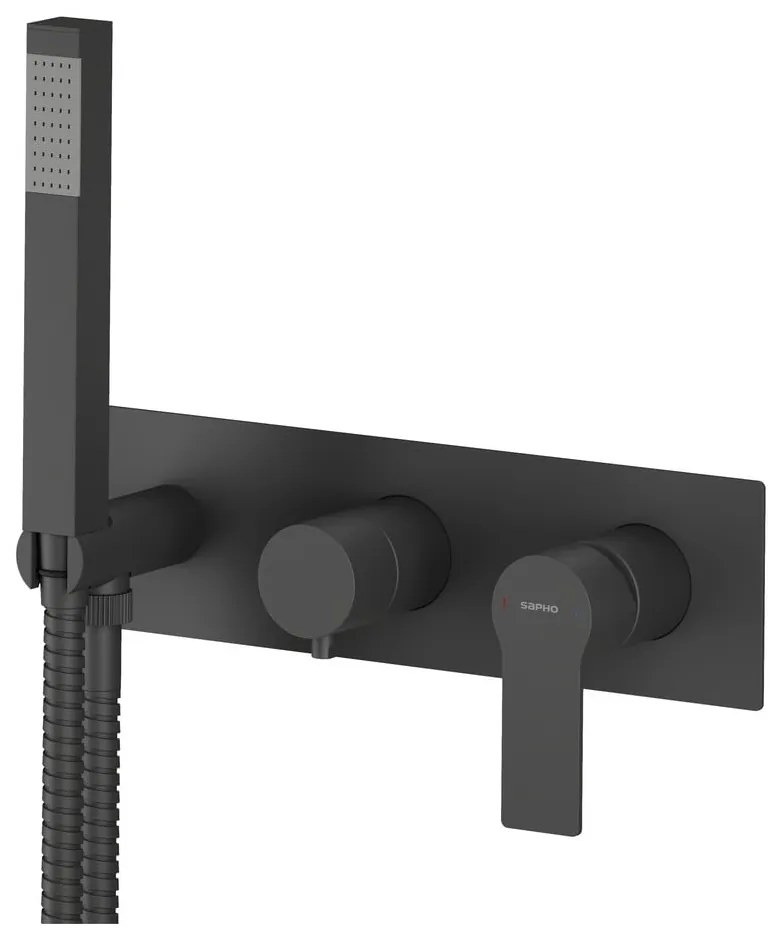 Матово-черна вградена душ батерия (2 изхода) Pax – Sapho