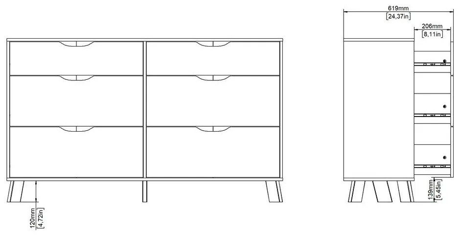 Скрин от дъбов декор в бял и естествен цвят 156x92x40 cm Ikast – Tvilum