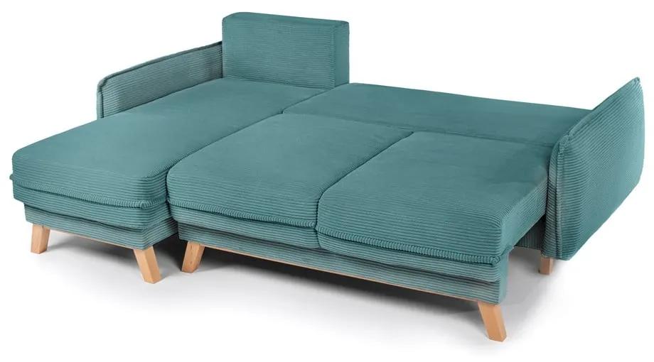 Променлив ъглов разтегателен диван в тюркоазен велур Tori – Bonami Selection