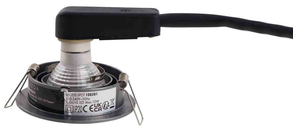 Комплект от 6 модерни вградени спота Gunmetal GU10 50mm кръгли с наклон - Chuck