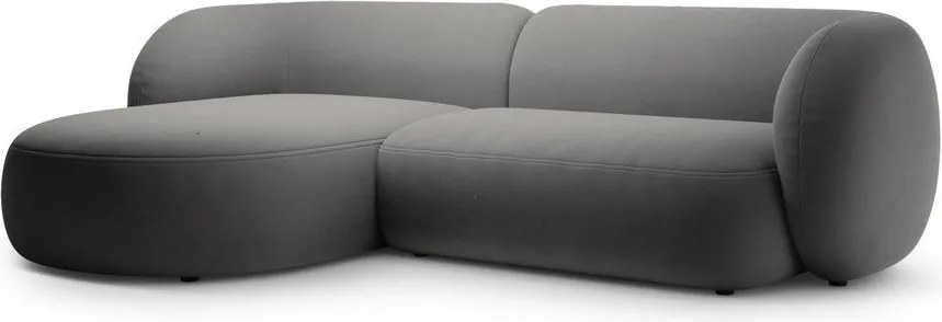 Тъмносив кадифен ъглов диван (ляв ъгъл) Kate – Micadoni