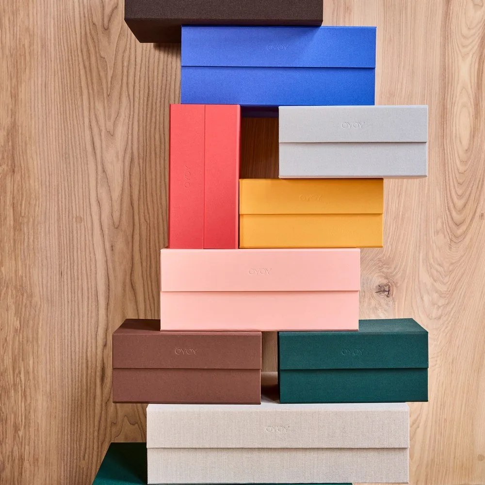Синя картонена кутия за съхранение с капак 33x25x15 cm Hako – OYOY Living Design