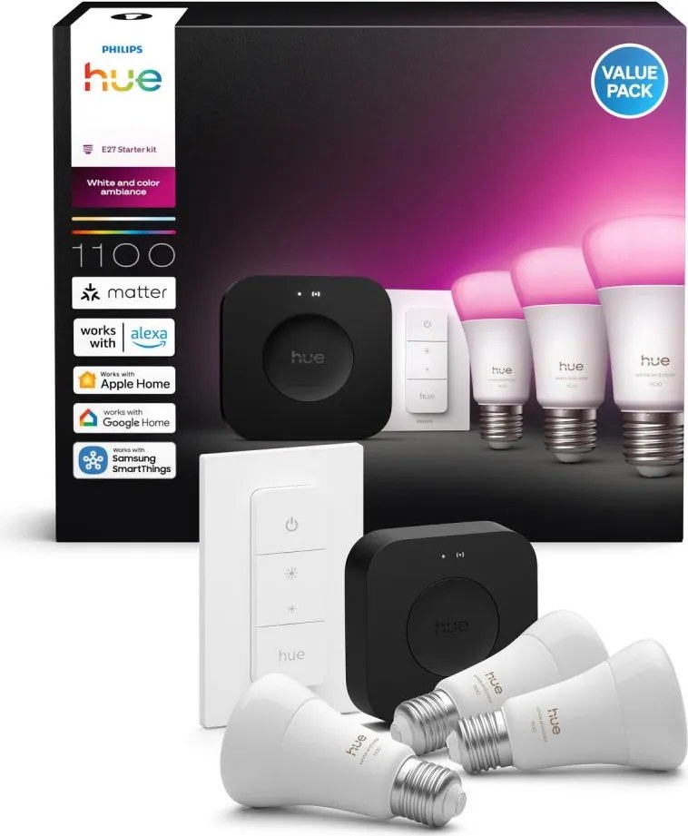 Стартов комплект Philips Hue WACA 3xE27/8,1W 1000-20000K + устройство за свързване