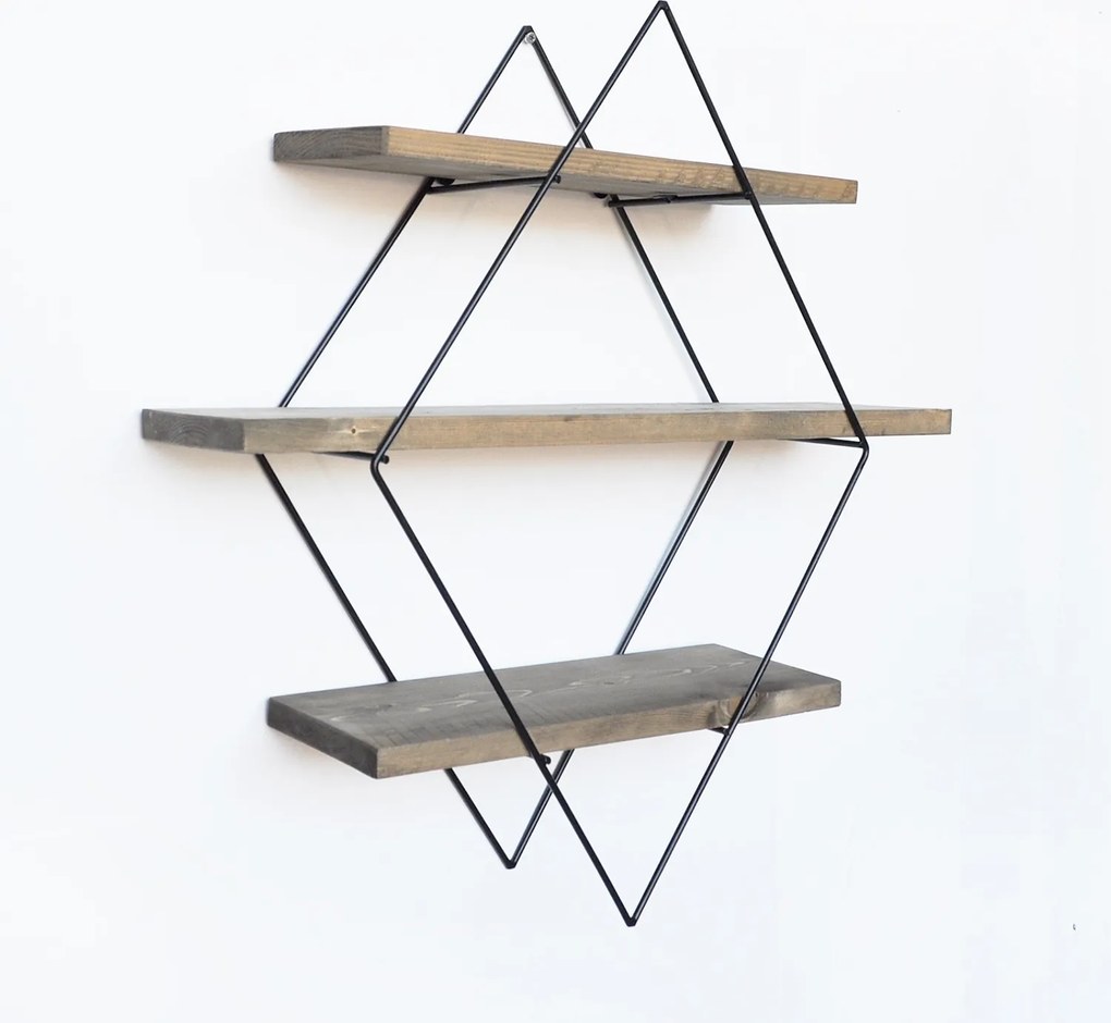 Декоративен дървен рафт за стена WR007 Орех
Черен