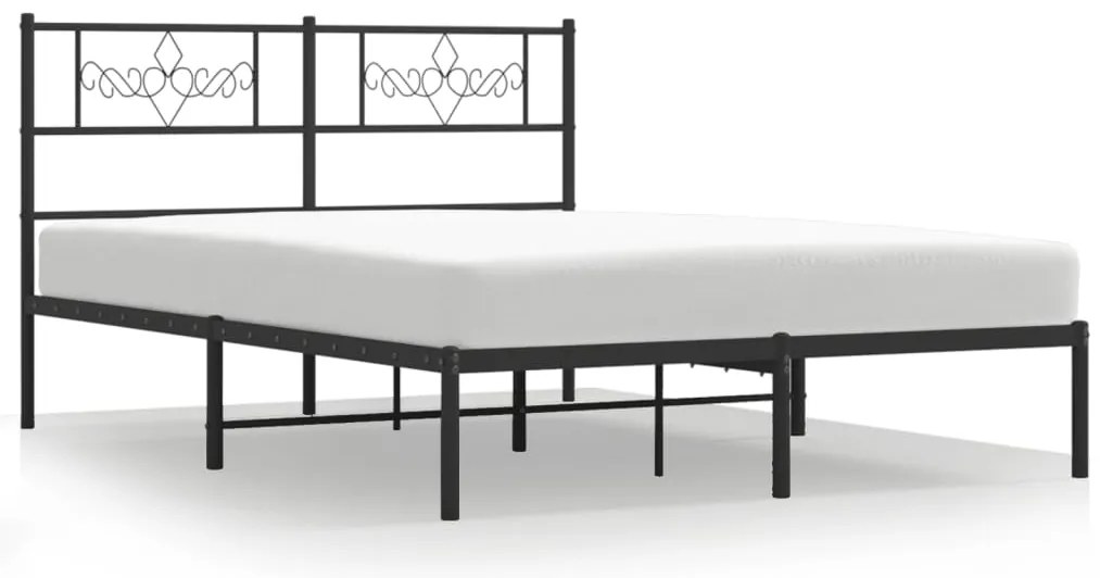 355264 vidaXL Метална рамка за легло с горна табла, черна, 120x190 см