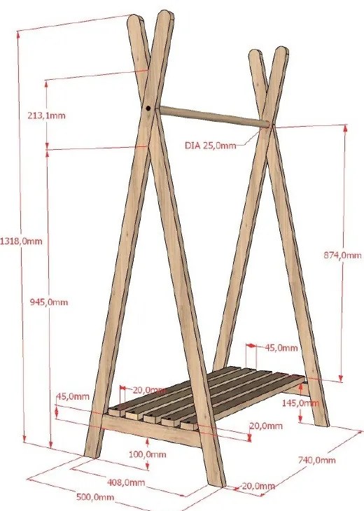 Детска закачалка от масивен дъб в естествен цвят 74x132 cm Forrest – Vipack