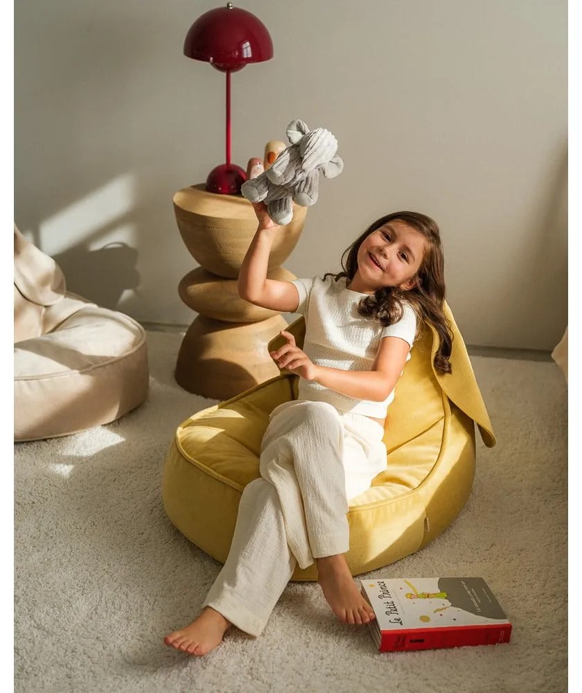 Жълт кадифен детски пуф Bunny – Wigiwama